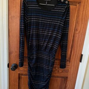 White House Black Market Black and Blue Striped Dress